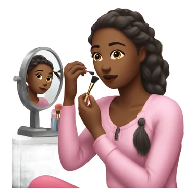 Girl putting on makeup in her room  sticker