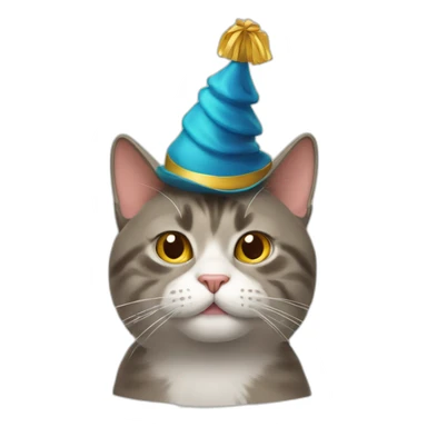 Cat in a New Year's hat sticker