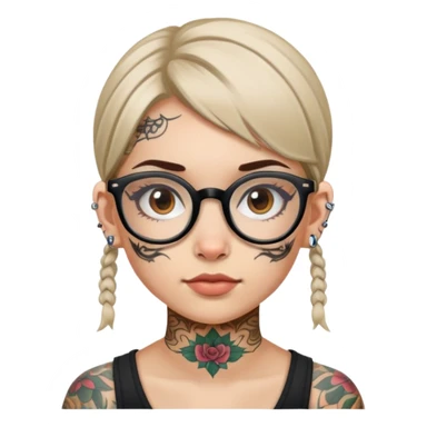 young girl with face tattoos wearing glasses sticker