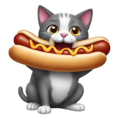 cat biting a hotdog sticker