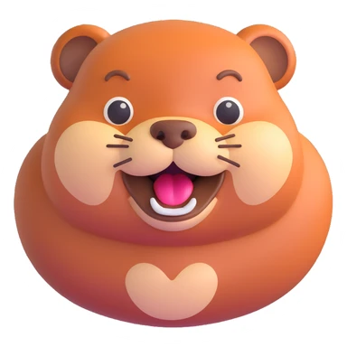 cute friendly beaver character, bright expression, round body, emphasized front teeth, 3D emoji style sticker