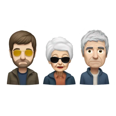 liam and noel gallagher alonside three elderly woman sticker