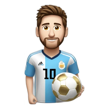 Messi avec le maillot de l'argentine avec la coupe du monde et le ballon d'or  sticker