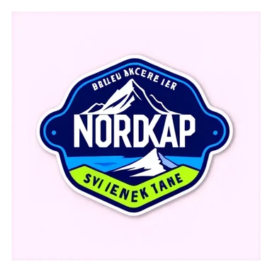 Blaues Schild auf den Nordkapp steht sticker