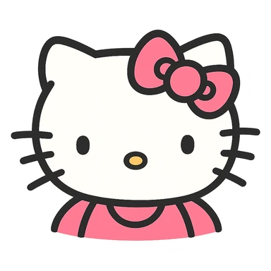 Hello Kitty emoji with pink and white girly aesthetic, cute and charming icon style sticker