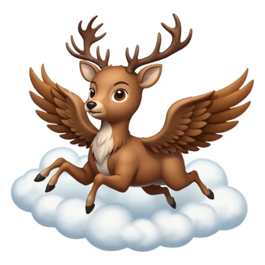 Make a 10 point deer with wings and its flying on a cloud and it is going crazy sticker