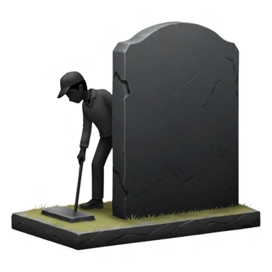 a silhouette of a person shadowing a gravestone sticker