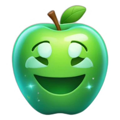 Create a 3D apple with a luminous, semi-transparent skin, revealing a starry interior, set in a garden. sticker