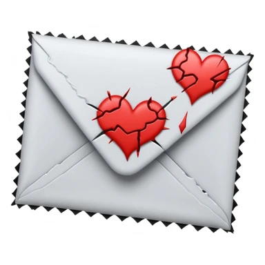 emo envelope with a broken heart seal sticker