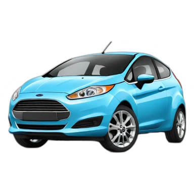 Light Blue Ford Fiesta with mouth sticker