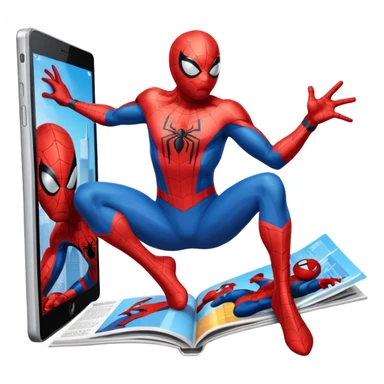 a magazine with Spider-Man on the cover sticker