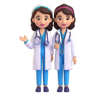 cute Mexican doctor girl, smiling, wearing white coat, stethoscope, colorful accessories, warm friendly expression, 3D cartoon style sticker