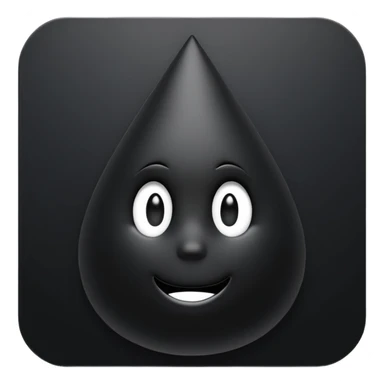 Minimal emoji, gothic teardrop sculpted from solid black metal, smooth reflective surface, heavy symbolic form, no glow, no neon, flat emoji style, centered, transparent background sticker