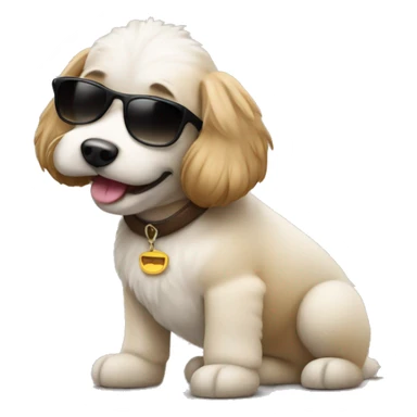 A dog with sunglasses and uggs  sticker