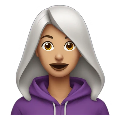 Armenian Woman  with purple hoodie and with a snake tounge sticker