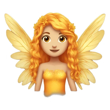 big wings, marigold, Beautiful, fairy, gold, orange, long hair sticker