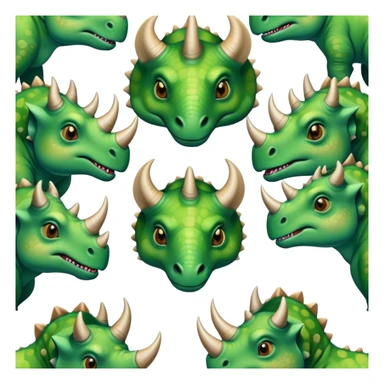 faces of different green triceratops sticker