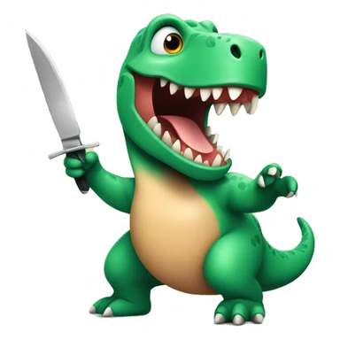 Happy dinosaur with knife sticker