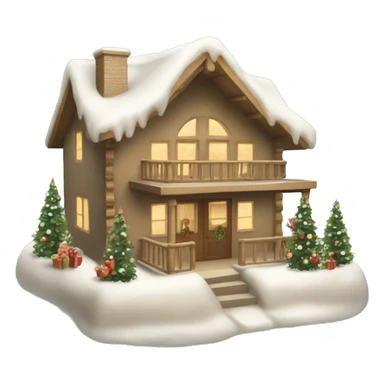 Beige winter cabin with Christmas decorations sticker