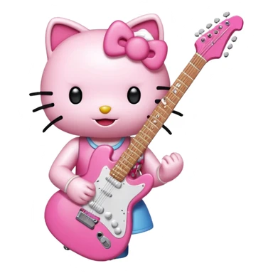 Hello Kitty strumming an electric guitar sticker