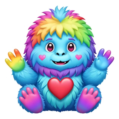 rainbow yeti heart hands sticker