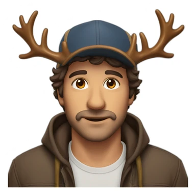 italian Man Cap brown eyes with Moose antlers sticker
