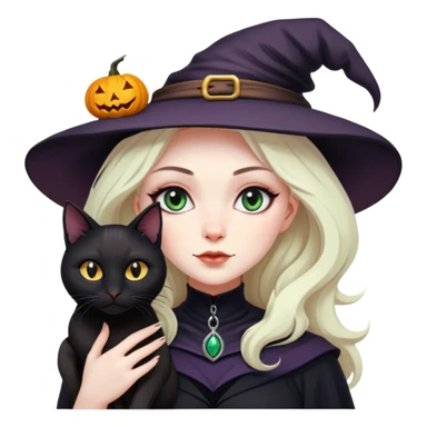 Witch with cat companion sticker
