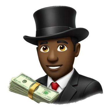 black man with tophat money rich sticker