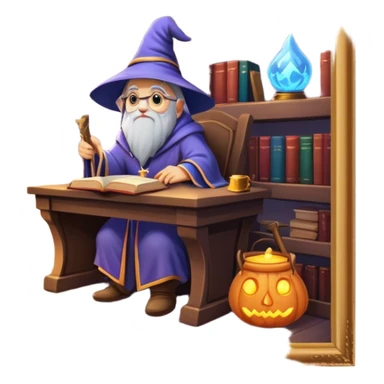 Cozy wizard’s study sticker