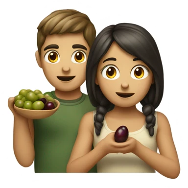 Boy and girl eating olives  sticker