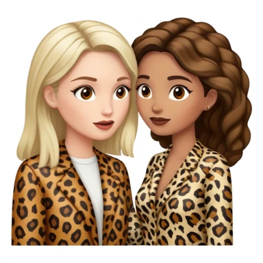 Two women talking to each other, both wearing animal print clothing sticker