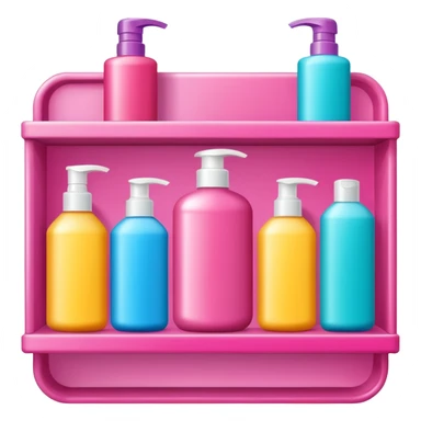 Shampoo bottle, color tube, and conditioner on a pink shelf sticker