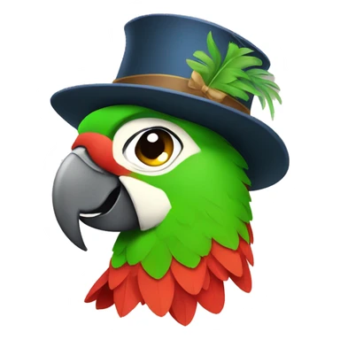 a parrot with a hat sticker