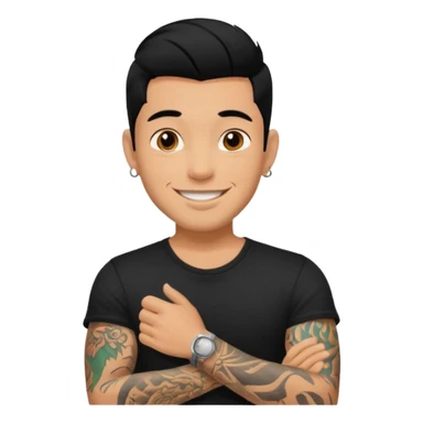 A man in tattoos handsome with flirty smile till legs black hair sticker