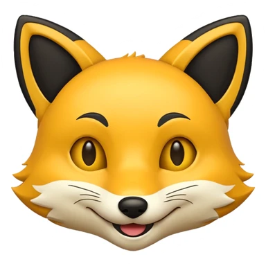 emoji hewan rubah berwarna kuning hitam sticker