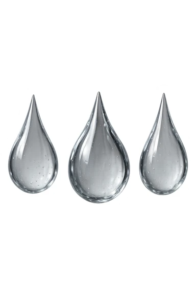 3 gocce di acqua 3d, iperrealistica 4k sticker