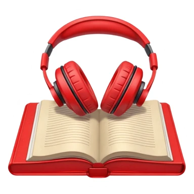 Red headphones laying on a closed red book emoji sticker