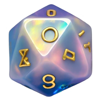 opal crystal gemstone d20 dice gold sticker