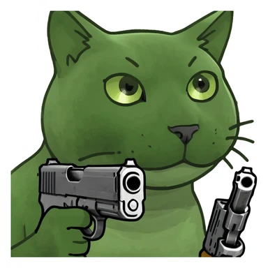 Kitty with a gun  sticker