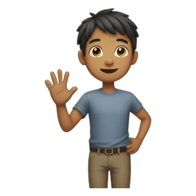 boy saying hoy with hand sticker