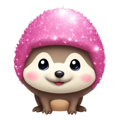 Cute Hedgehog with pink glitter bonnet sticker