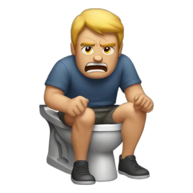 angry man on the toilet  sticker