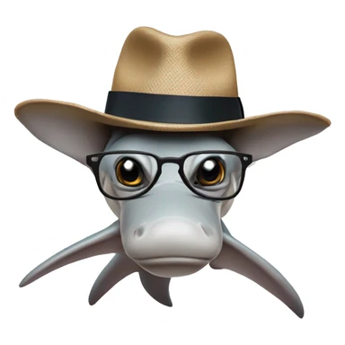 Hammerhead shark with clear reading glasses and a LA hat  sticker