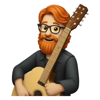 Man with red hair and beard, wearing glasses, playing guitar sticker
