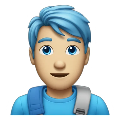A guy With a blue rair and a in he head with a blue eyes and a blue outfit sticker