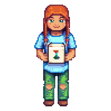 Add a letter or a number in the character's hand, keeping the original Minecraft cartoon style and pose. Do not change anything else. sticker