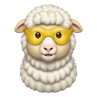 a sheep with yellow mask and wearing shirt sticker