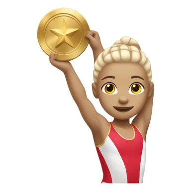Gymnast with golden medal with a light skin tone sticker