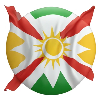 Kurdistan flag, red white sun in the middle and green sticker