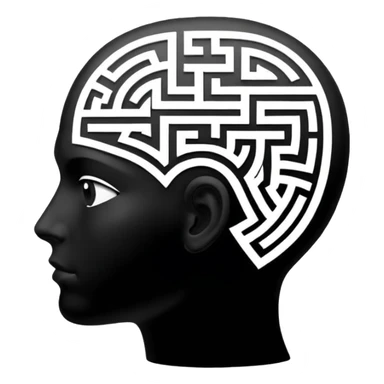 silhouette of a head with a maze inside sticker